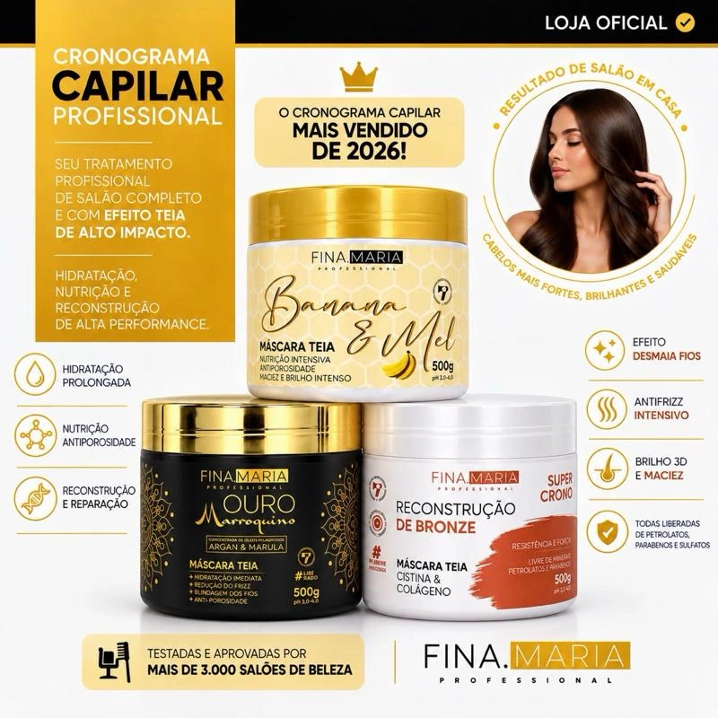 Fina Maria Professional Cronograma Capilar · Efeito Teia — 3 potes de 500 g · 1,5 kg