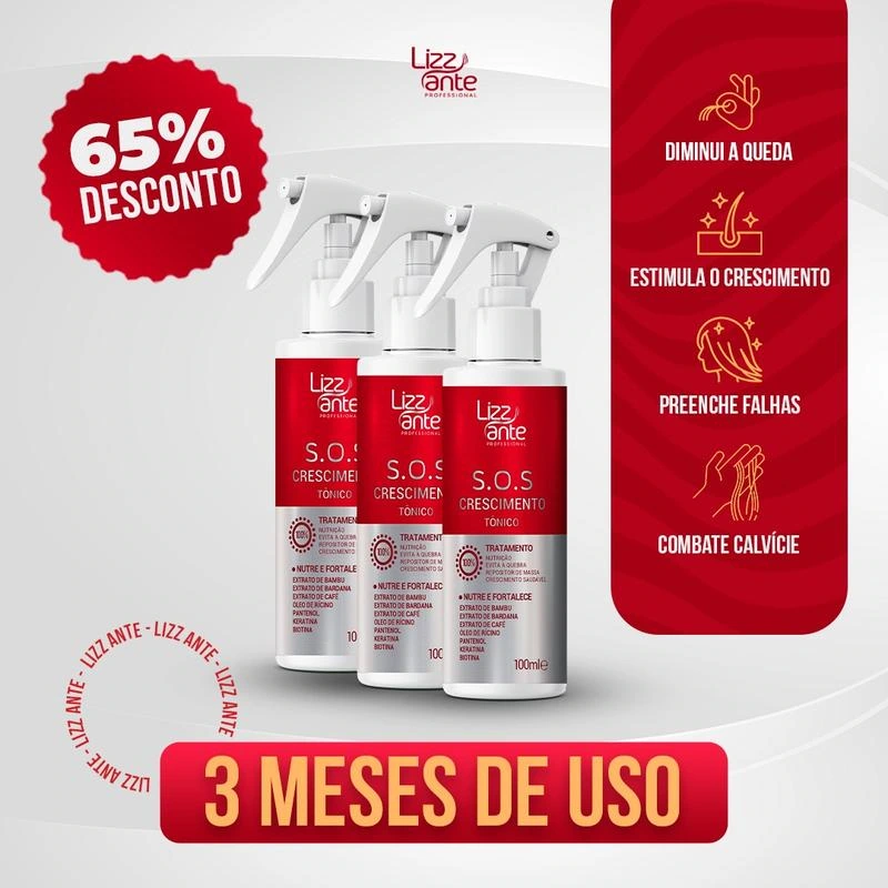 Salon Line SOS Crescimento · Kit Tônicos — 3 tônicos capilares · 100 ml cada
